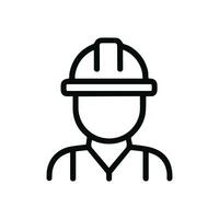 Minimalist Outline of a Person with Hard Hat and Jacket Icon vector