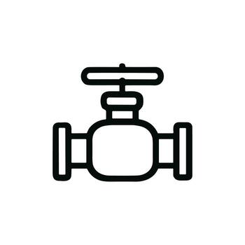 Minimalist Outline Pipeline Valve Control System Simple Industrial Line Art Icon vector