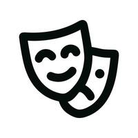 Simple Lineart Drama Mask Icon with Happy and Sad Expressions vector