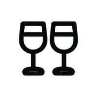 Minimalist Outline Toasting Wine Glass Celebration Event Icon Graphic vector