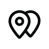 Line Simple Design Two Location Pointer Shape Icon Graphic vector