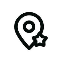 Bold Outline Location Pointer with Star Simple Navigation Icon vector