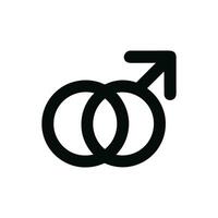 Simple Black Outline Male Symbol Interlocking Rings Relationship Icon vector