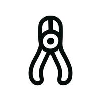 Simple Line Art Pliers Icon Tool Equipment Black And White vector
