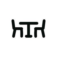 Simple Minimalist Table and Two Chairs Furniture Icon Illustration vector
