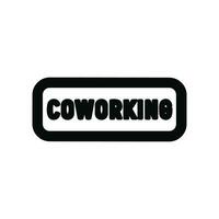 Simple Outline Rectangular Coworking Word in a Bold Black Frame Icon vector