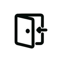 Minimalist Outline Open Door with Arrow Entry Way Sign Icon vector
