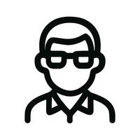 Simple Outline Style Man with Glasses Head and Shoulder Icon vector