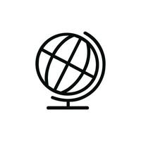 Minimalist Line Globe Outline Earth World Displayed Education Icon vector