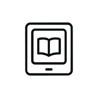 Simple Outline Ebook Reader with Open Book Sign Symbol Education vector
