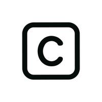 Simple Line Square Letter C Initial Rounded Corner Icon Symbol vector