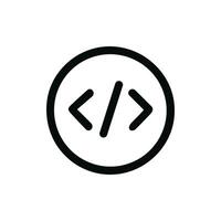Simple Outline Code Symbol in Circle Shape for Development Project vector