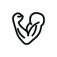 Outline Handdrawn Strong Arm Biceps Bodybuilding Muscle Gym Power Icon vector