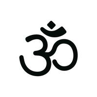 Simple Black and White Outline Om Symbol Hinduism Sign Graphic vector