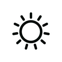 Minimalist Line Art Sun With Rays Weather Icon Symbol vector