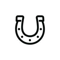 Simple Outline Horseshoe Luck Charm Black and White Icon Symbol vector