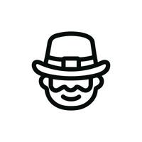 Minimalist Outline Leprechaun Face with Hat Icon for Saint Patricks Day Event vector