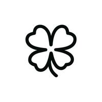 Simple Outline Four Leaf Clover Luck Symbol Sign Icon Silhouette vector