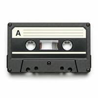 A vintage cassette tape with a blank label isolated on white photo