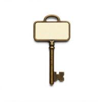 A key with a plain white mock label isolated on white photo