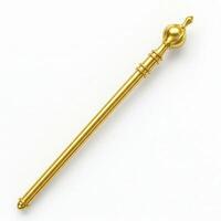 Shiny golden royal scepter isolated on white photo