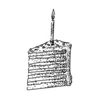 frosting birthday cake piece sketch hand drawn element vector
