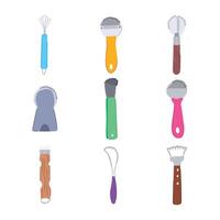 scraper coconut tool set cartoon illustration vector