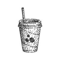 latte coffee cup sketch hand drawn element vector