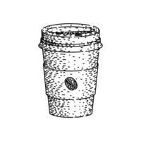insulated coffee cup sketch hand drawn item vector