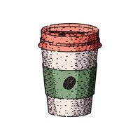 insulated coffee cup sketch hand drawn element vector