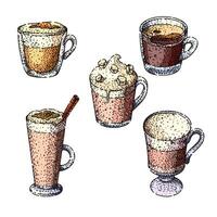 coffee glass set sketch hand drawn vector