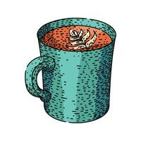 insulated coffee mug sketch hand drawn item vector