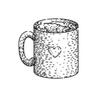 personalized coffee mug sketch hand drawn element vector