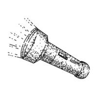 retro flashlight sketch hand drawn black vector