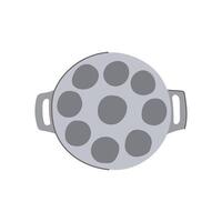 mini griddle pancake pan cartoon illustration vector