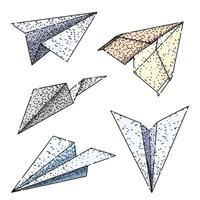 paper plane set sketch hand drawn vector