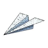 glide paper plane sketch hand drawn vector