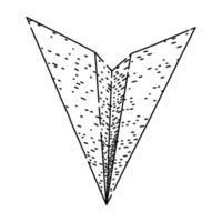 fold paper plane sketch hand drawn black vector