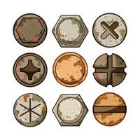 screw rusty head set cartoon item vector