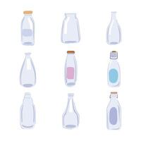 milk vintage bottle set cartoon illustration vector