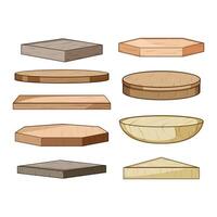 platform wood set cartoon element vector