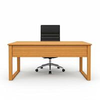 Simple office desk and chair isolated on white photo