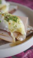 Delicious breakfast with poached eggs and toast video