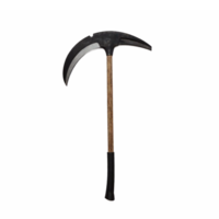Old Gothic Single Blade Curved Scythe Farming Tool with Wooden Handle Transparent Background png