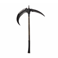 Double Bladed Polearm Weapon with Curved Blades and Wooden Handle Isolated Transparent Background png