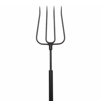Black Three Prong Garden Pitchfork with Long Handle Isolated on Transparent Background Clipping Path png