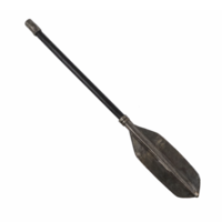 Old Black Canoe Paddle with Metal Grip and Wide Blade on Transparent Background with Clipping Path png