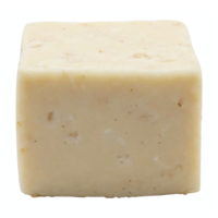 Natural Handmade Soap Bar Beige Square Shape with Visible Herbs and Transparent Background Clipping Path png
