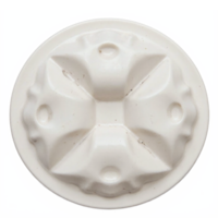 White Round Ceiling Medallion Decorative Element with Raised Geometric Design Transparent Background png