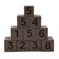 Stacked Cubes with Black Numbers and Letters on Brown Blocks Transparent Clipping Path png